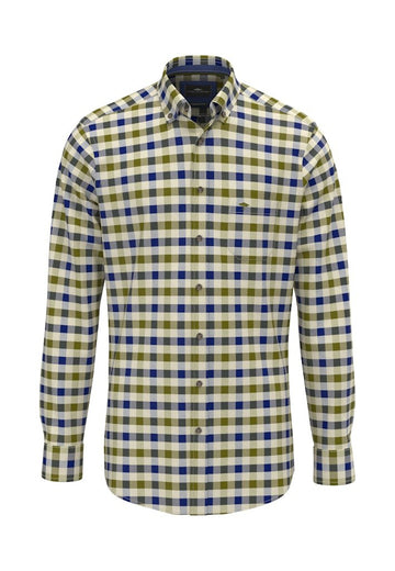Herringbone Check, B.D., 1/1 - Moss - RUTHERFORD & Co