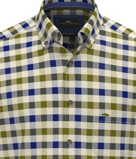 Herringbone Check, B.D., 1/1 - Moss - RUTHERFORD & Co