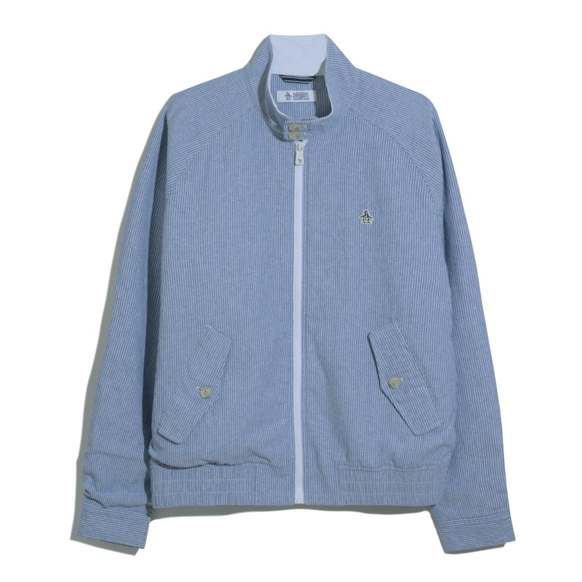 Herringbone Stripe Harrington Jacket In Sargasso Sea - RUTHERFORD & Co