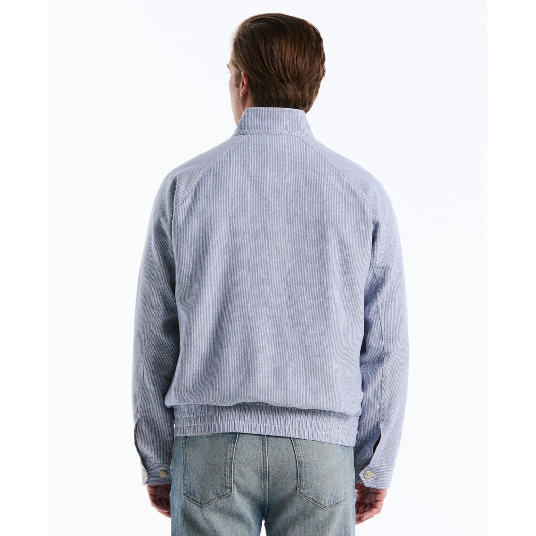 Herringbone Stripe Harrington Jacket In Sargasso Sea - RUTHERFORD & Co