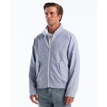 Herringbone Stripe Harrington Jacket In Sargasso Sea - RUTHERFORD & Co
