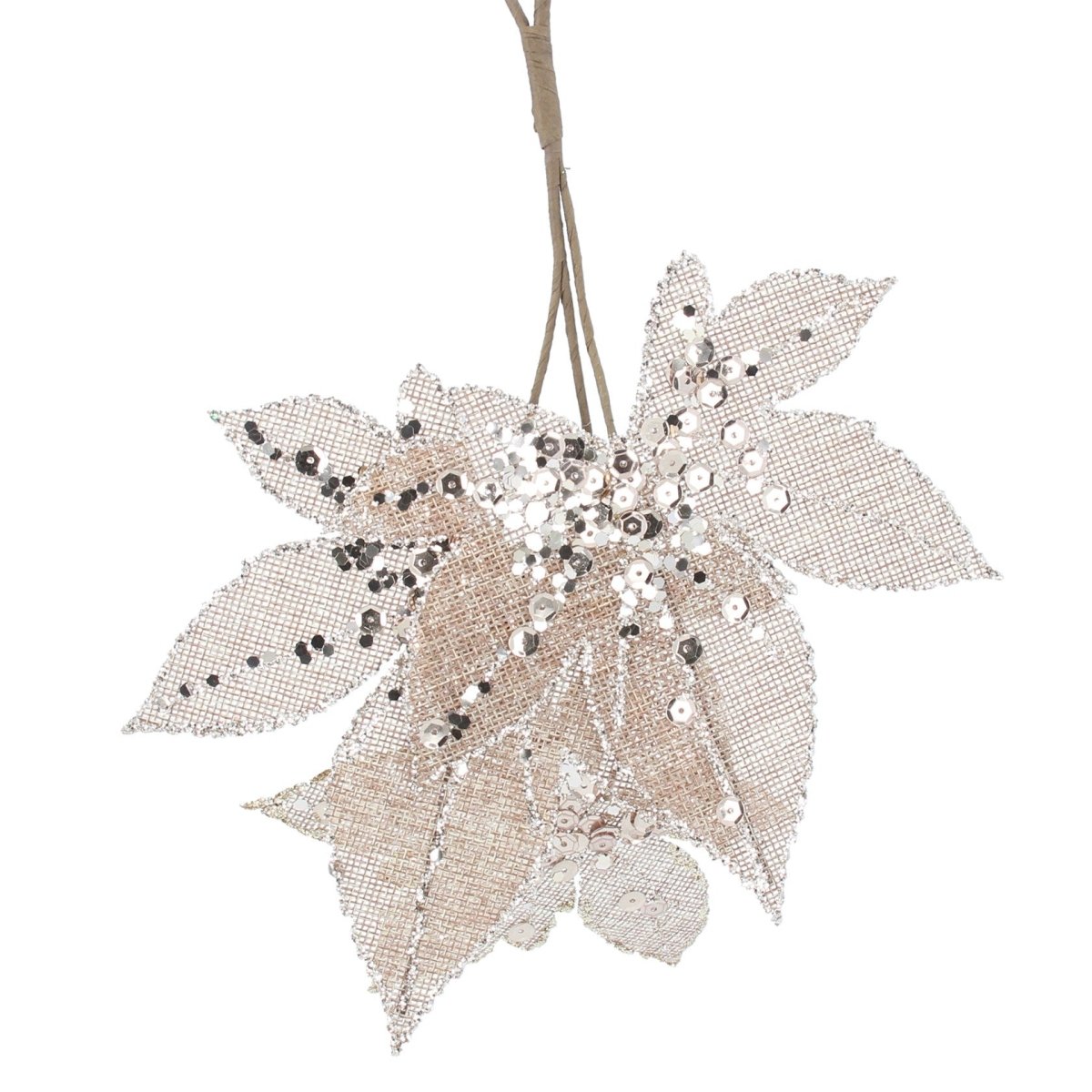 Hessian Maple Leaves with Sparkles Pick (28cm) - RUTHERFORD & Co