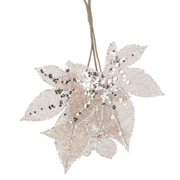 Hessian Maple Leaves with Sparkles Pick (28cm) - RUTHERFORD & Co