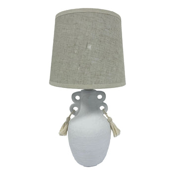 Hestia Stone Finish Vase Lamp With Tassels 36cm - RUTHERFORD & Co