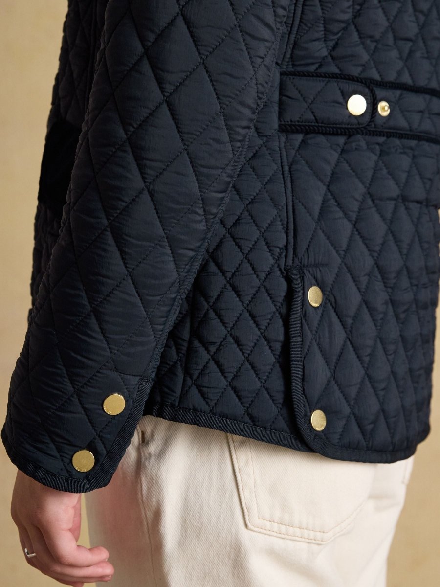Highclere Navy Showerproof Diamond Quilted Jacket - RUTHERFORD & Co