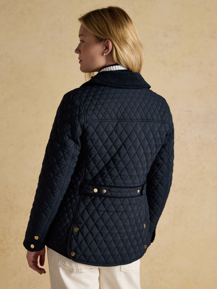Highclere Navy Showerproof Diamond Quilted Jacket - RUTHERFORD & Co