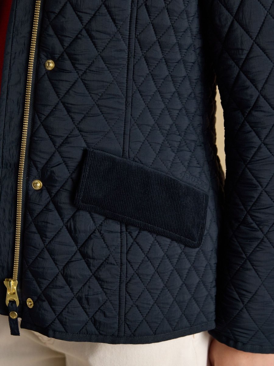 Highclere Navy Showerproof Diamond Quilted Jacket - RUTHERFORD & Co