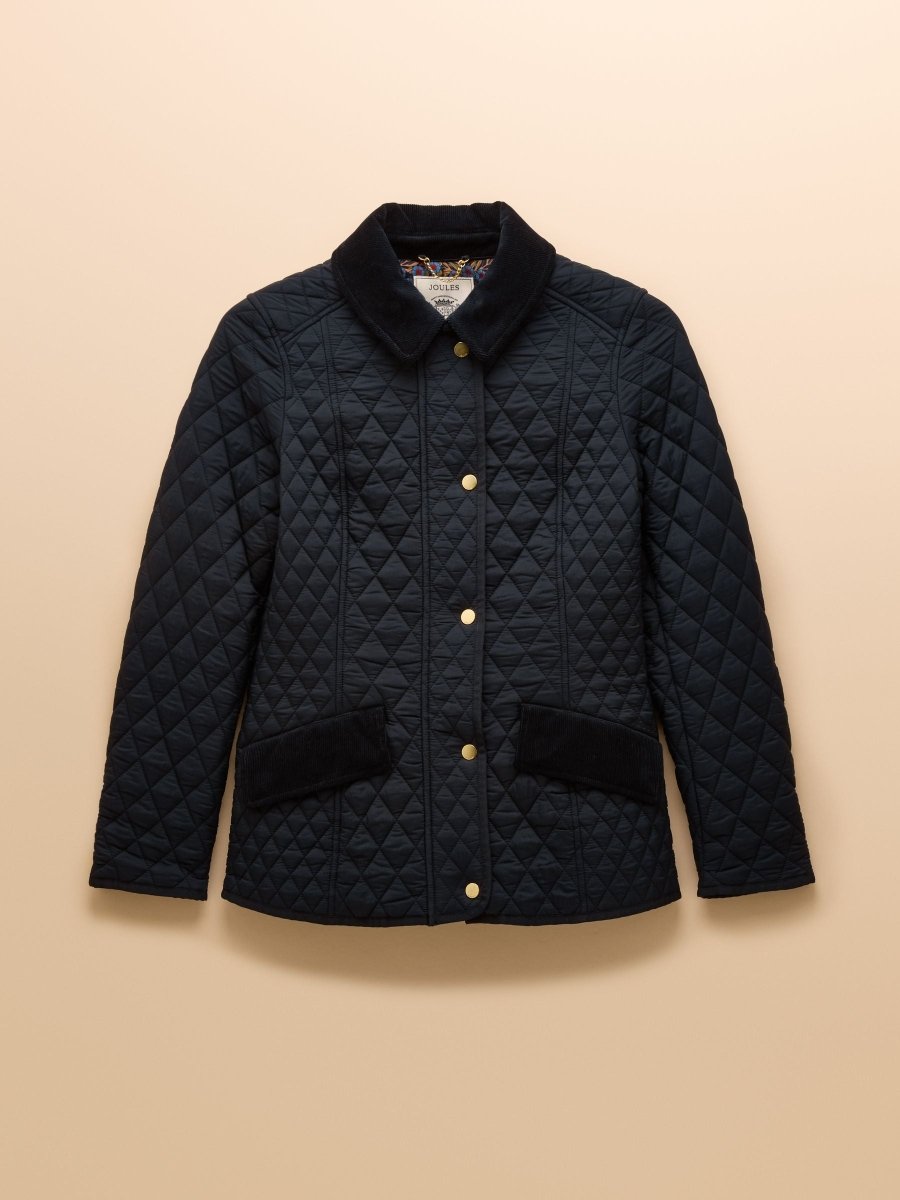 Highclere Navy Showerproof Diamond Quilted Jacket - RUTHERFORD & Co