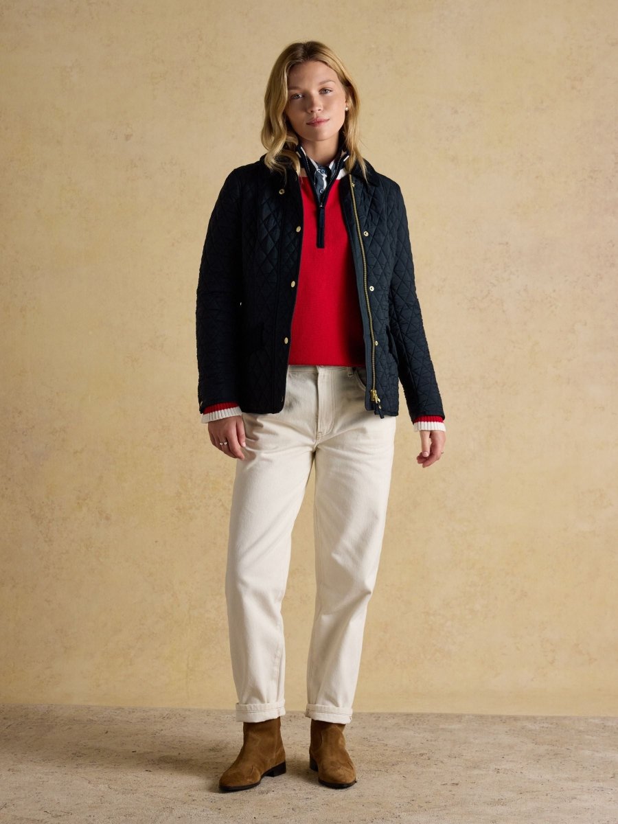 Highclere Navy Showerproof Diamond Quilted Jacket - RUTHERFORD & Co
