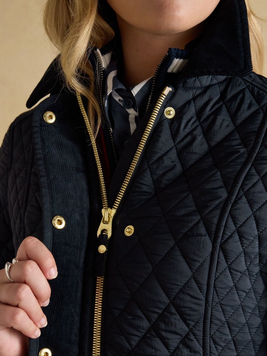 Highclere Navy Showerproof Diamond Quilted Jacket - RUTHERFORD & Co