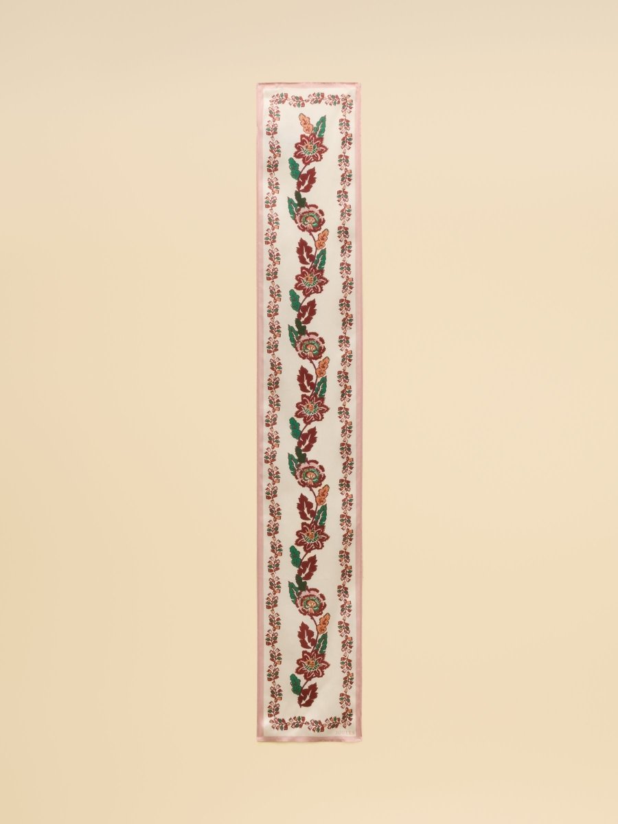 Highgrove Ecru Floral 100% Silk Skinny Scarf - RUTHERFORD & Co
