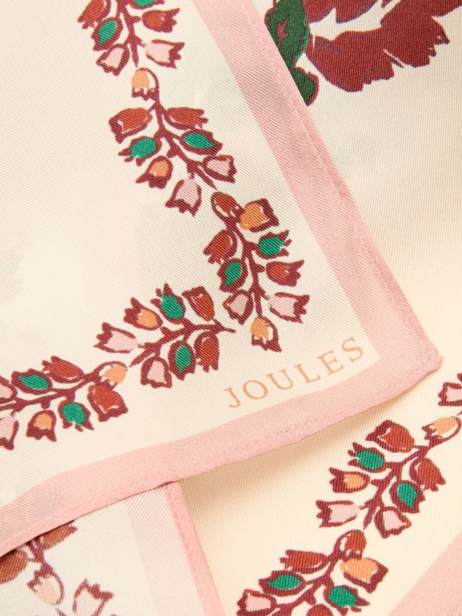 Highgrove Ecru Floral 100% Silk Skinny Scarf - RUTHERFORD & Co
