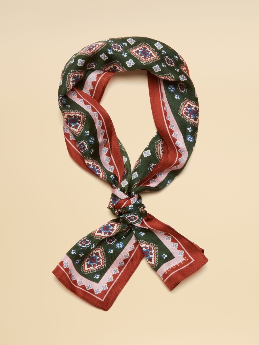 Highgrove Green Silk Printed Skinny Scarf - RUTHERFORD & Co