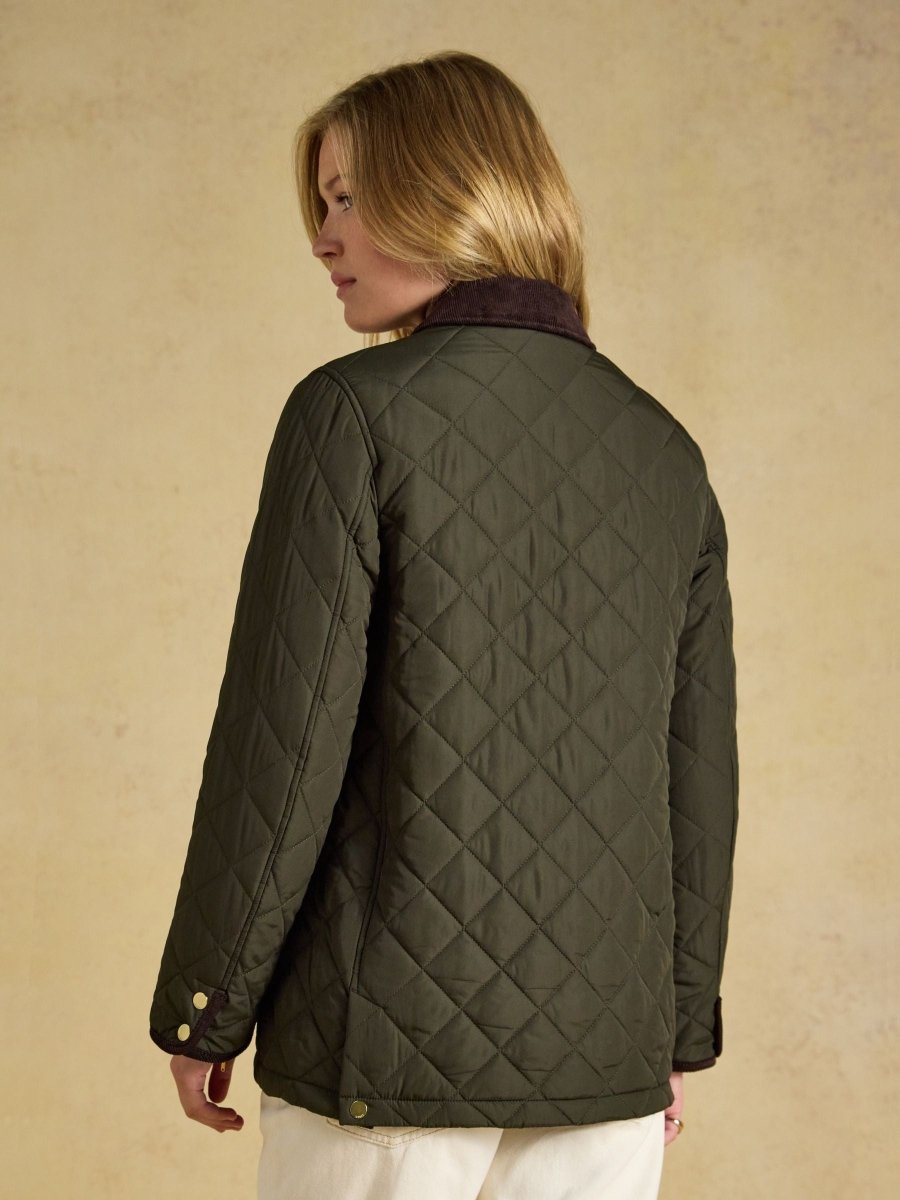 Highgrove Khaki Green Diamond Quilted Jacket - RUTHERFORD & Co