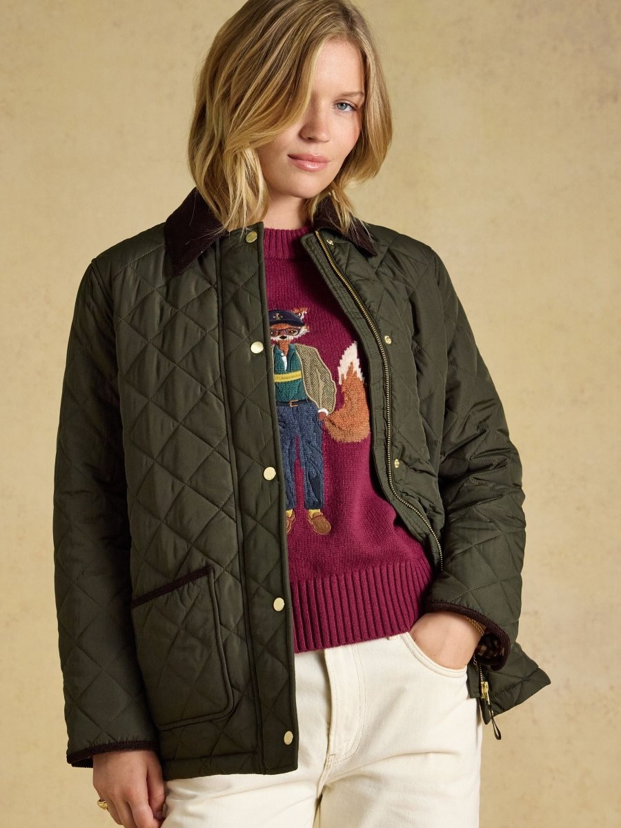 Highgrove Khaki Green Diamond Quilted Jacket - RUTHERFORD & Co