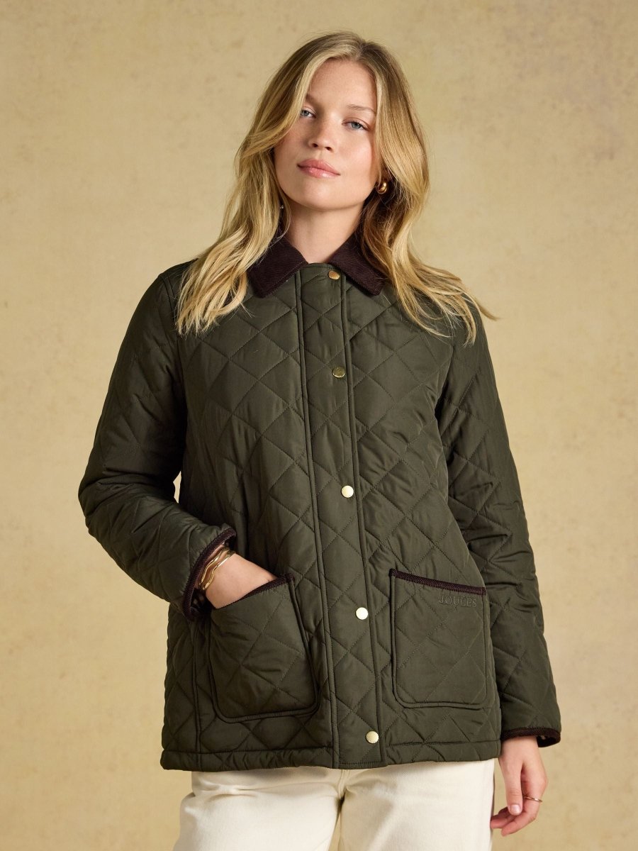 Highgrove Khaki Green Diamond Quilted Jacket - RUTHERFORD & Co