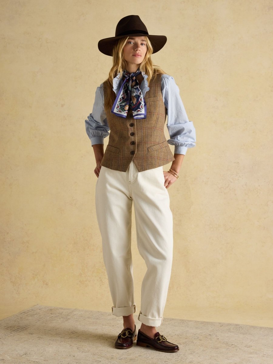Highgrove Navy Silk Printed Skinny Scarf - RUTHERFORD & Co