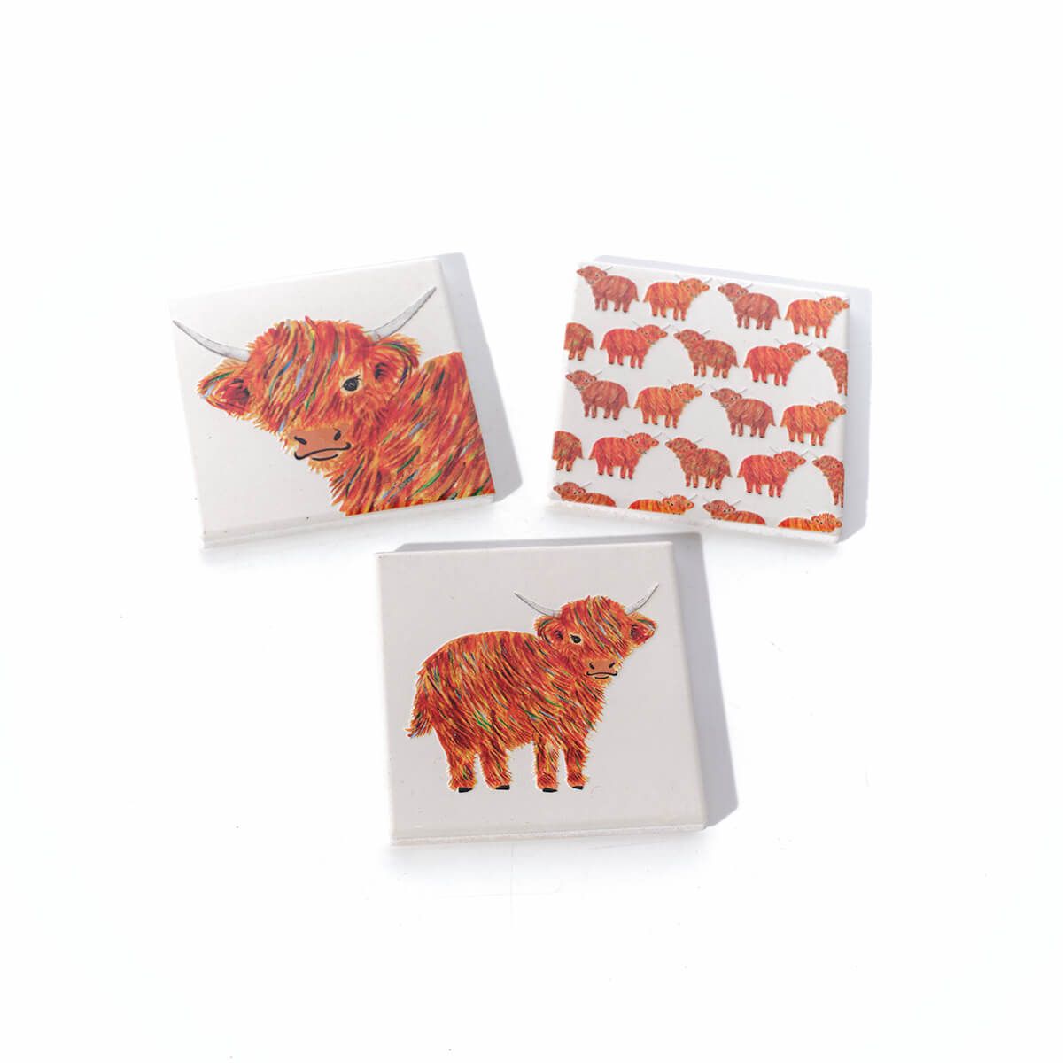 Highland Coo Rainbow Ceramic 3D Raised Detail Coaster - RUTHERFORD & Co