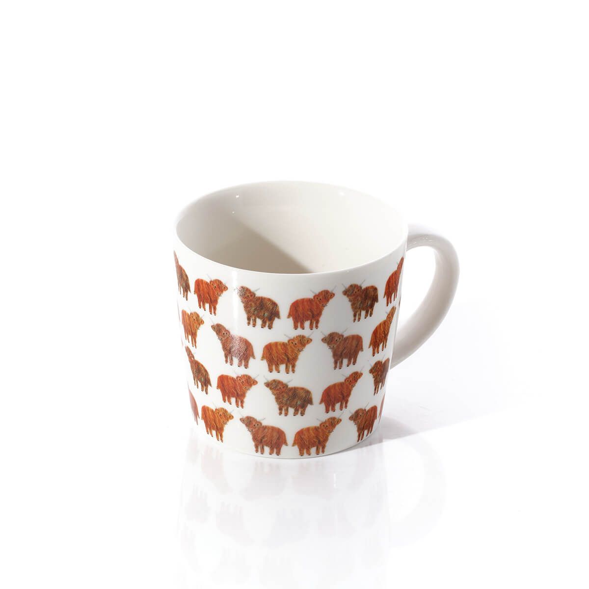 Highland Coo Rainbow Repeat Pattern Stoneware Mug - RUTHERFORD & Co