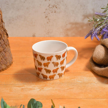 Highland Coo Rainbow Repeat Pattern Stoneware Mug - RUTHERFORD & Co