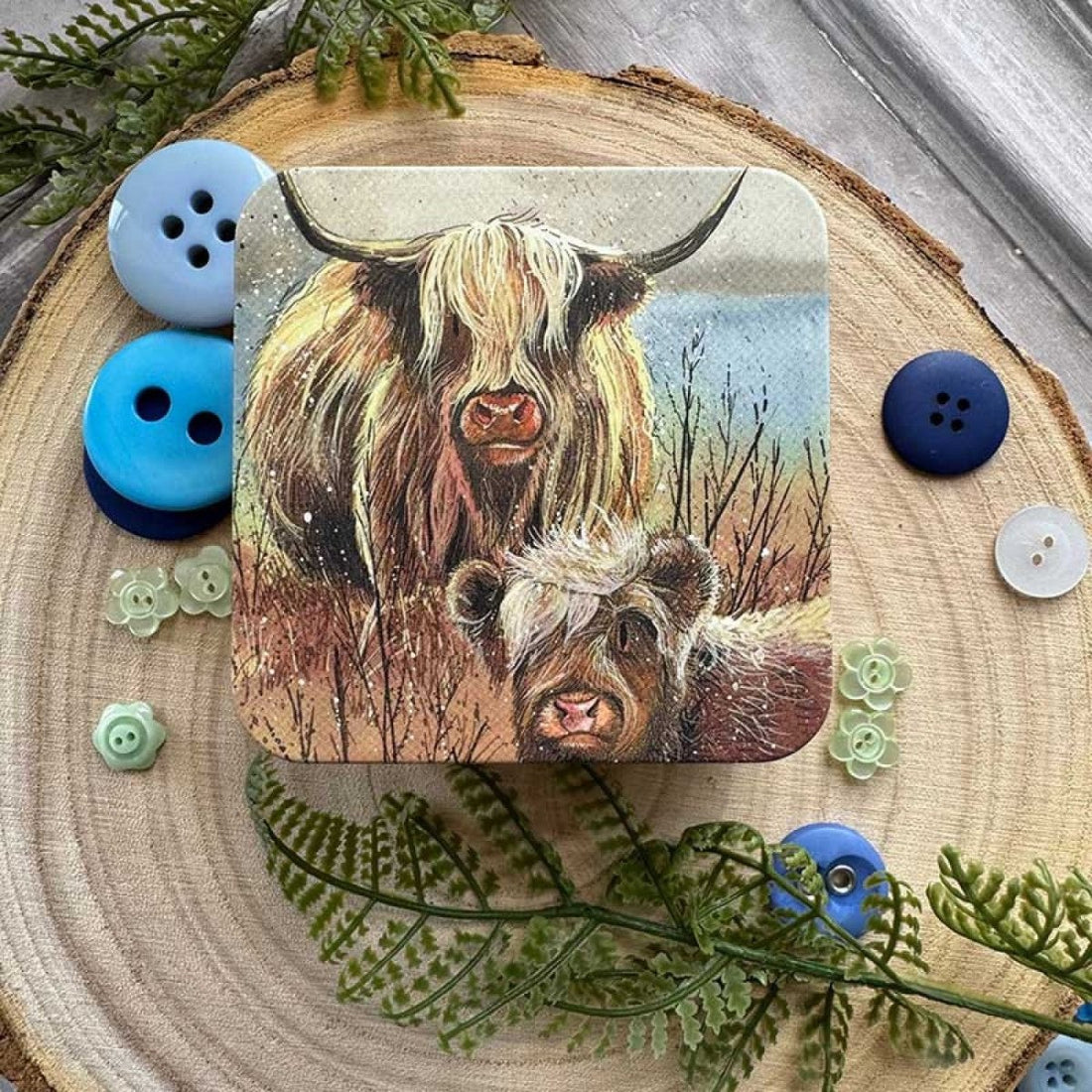 Highland Cows Square Tin - RUTHERFORD & Co