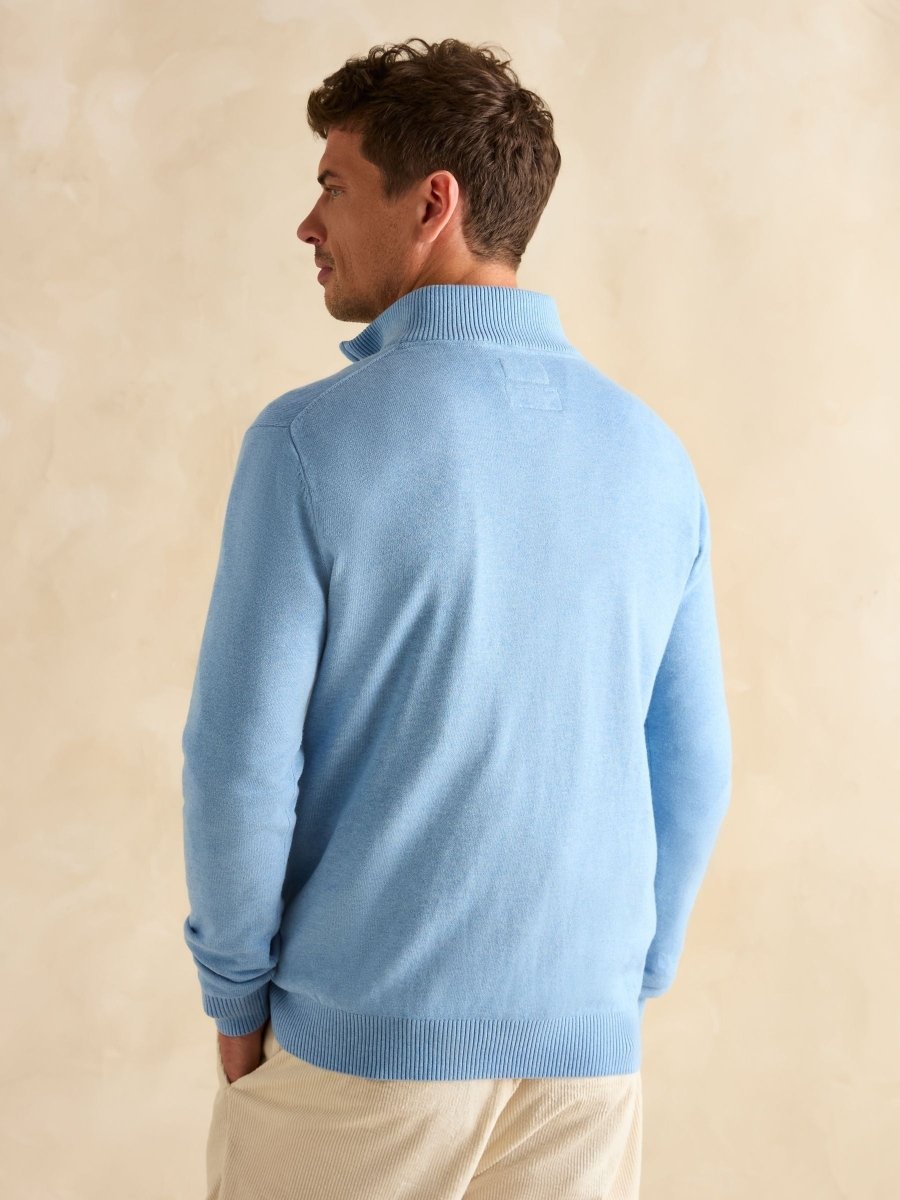Hillside Blue Quarter Zip Knitted Jumper - RUTHERFORD & Co