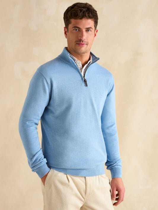 Hillside Blue Quarter Zip Knitted Jumper - RUTHERFORD & Co