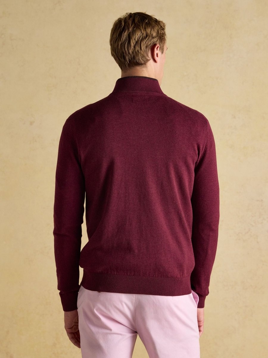 Hillside Burgundy Quarter Zip Knitted Jumper - RUTHERFORD & Co