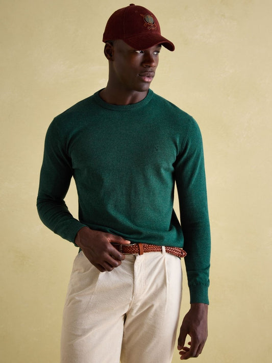 Hillside Dark Green Crew Neck Knitted Jumper - RUTHERFORD & Co