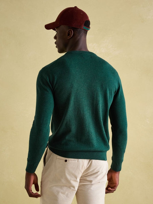 Hillside Dark Green Crew Neck Knitted Jumper - RUTHERFORD & Co