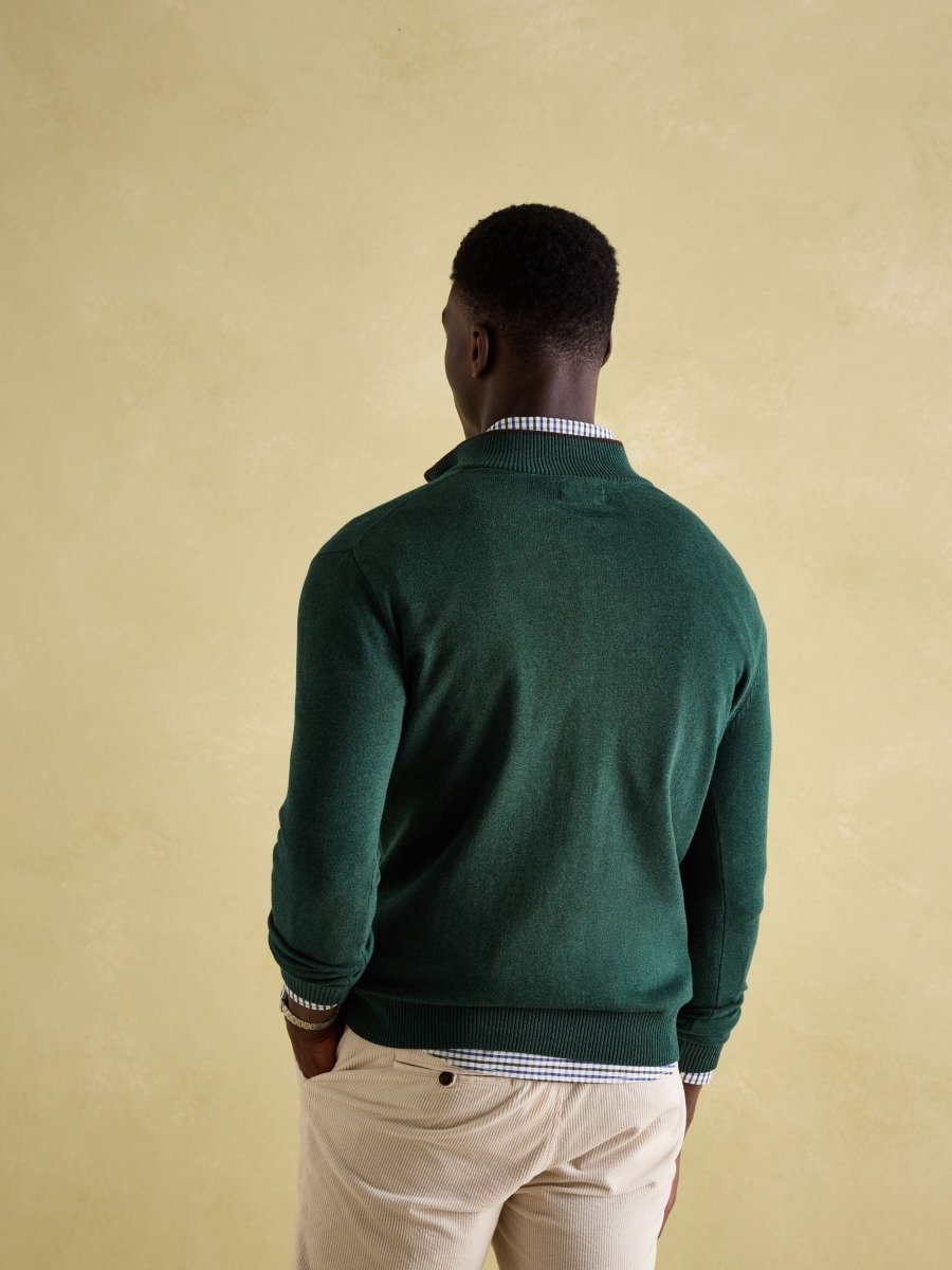 Hillside Dark Green Quarter Zip Knit Jumper - RUTHERFORD & Co