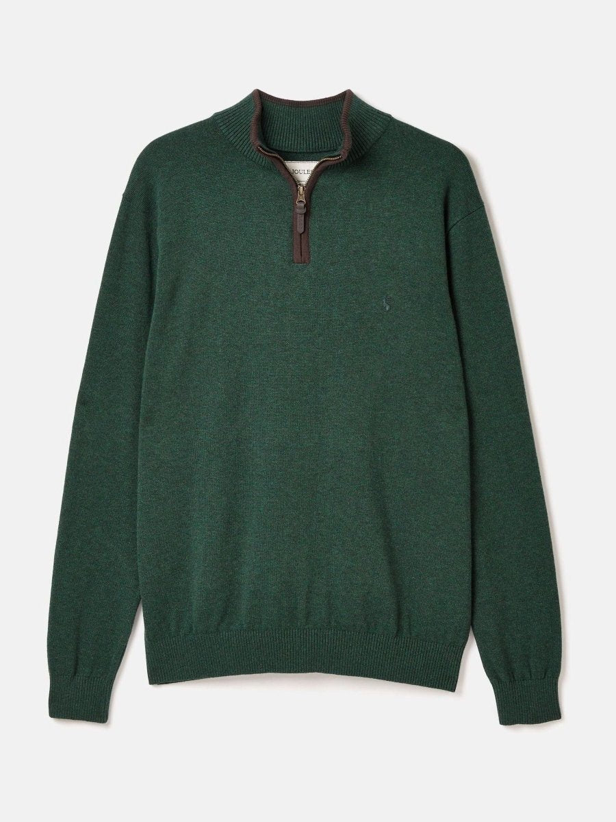 Hillside Dark Green Quarter Zip Knit Jumper - RUTHERFORD & Co