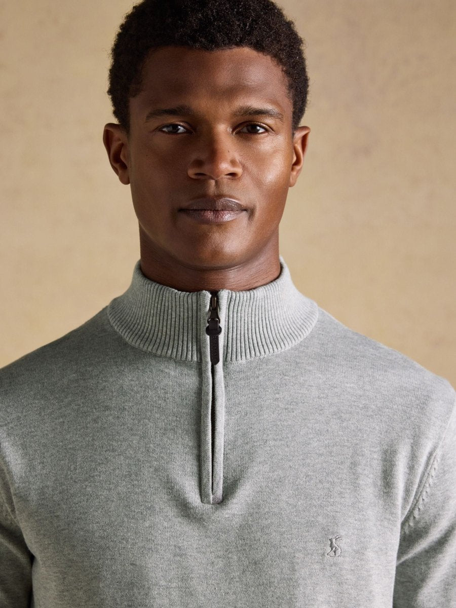 Hillside Grey Quarter Zip Knitted Jumper - RUTHERFORD & Co