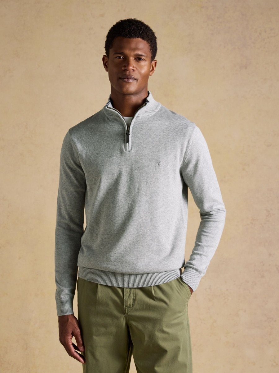 Hillside Grey Quarter Zip Knitted Jumper - RUTHERFORD & Co