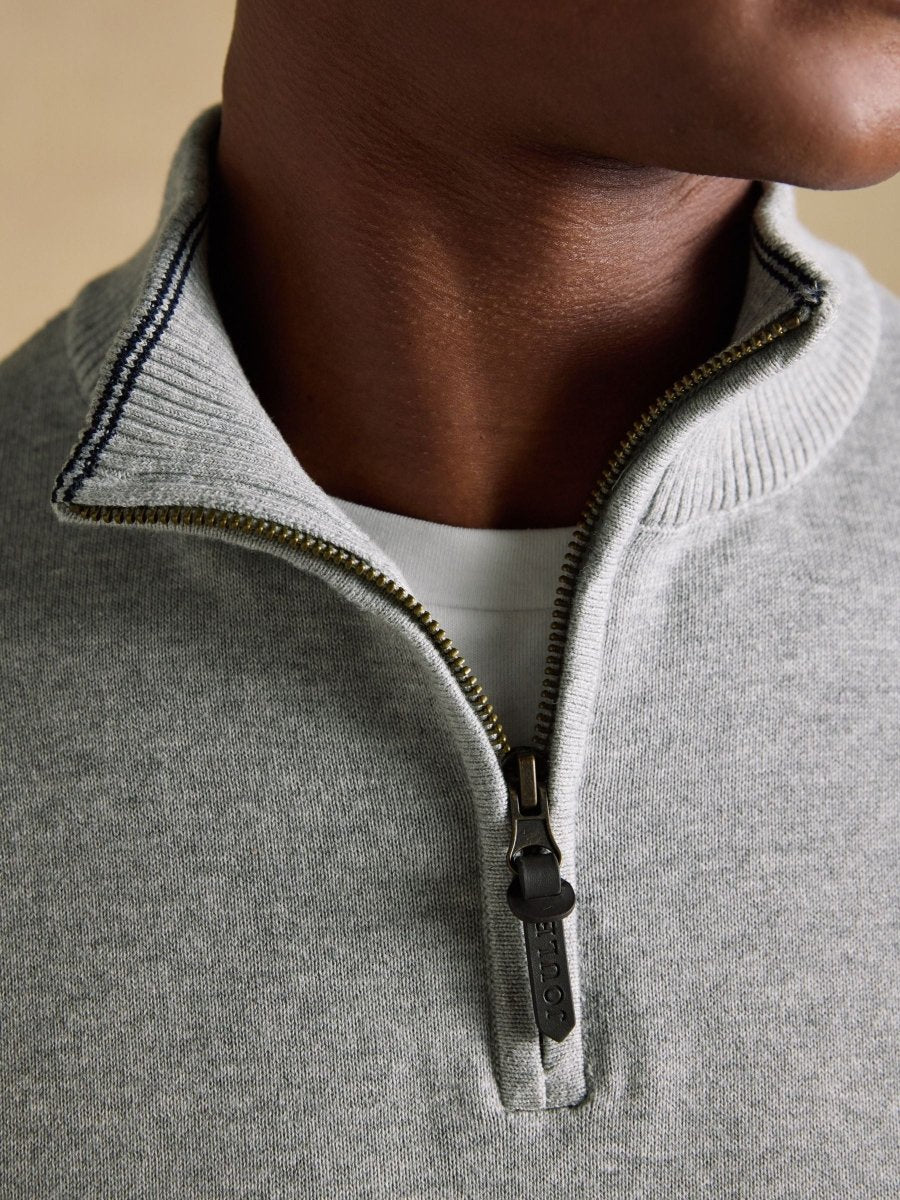 Hillside Grey Quarter Zip Knitted Jumper - RUTHERFORD & Co