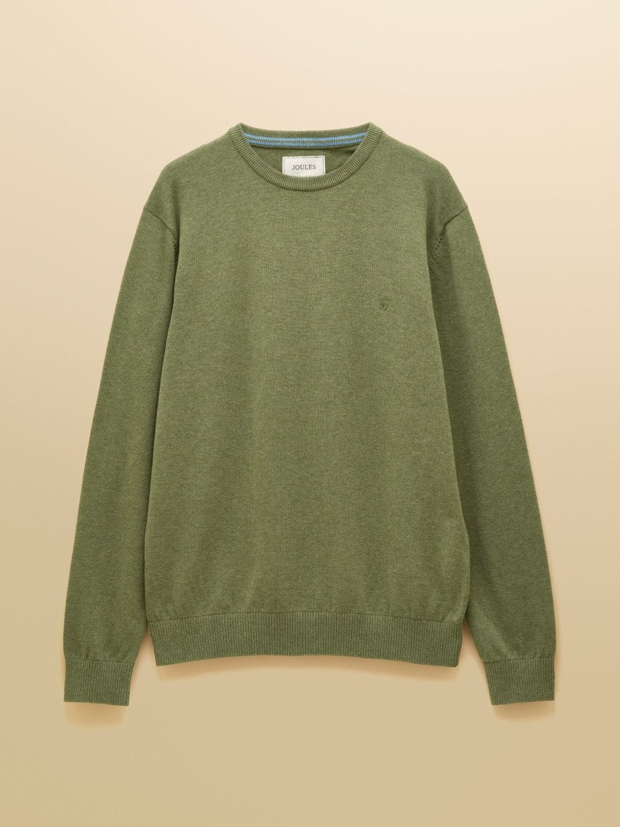 Hillside Khaki Green Crew Neck Knitted Jumper - RUTHERFORD & Co