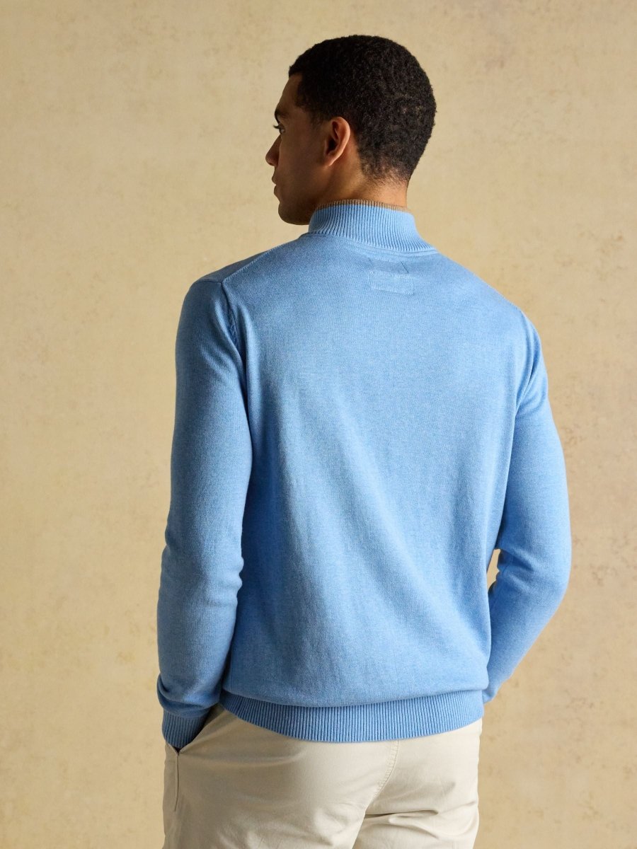 Hillside Light Blue Quarter Zip Knitted Jumper - RUTHERFORD & Co
