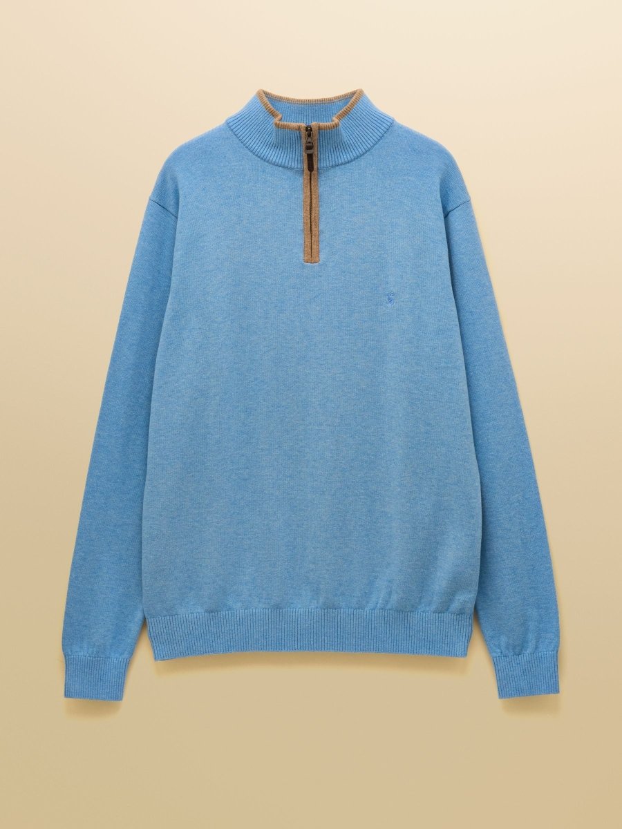 Hillside Light Blue Quarter Zip Knitted Jumper - RUTHERFORD & Co