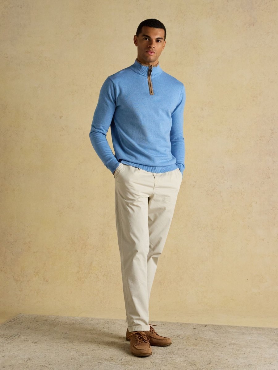 Hillside Light Blue Quarter Zip Knitted Jumper - RUTHERFORD & Co