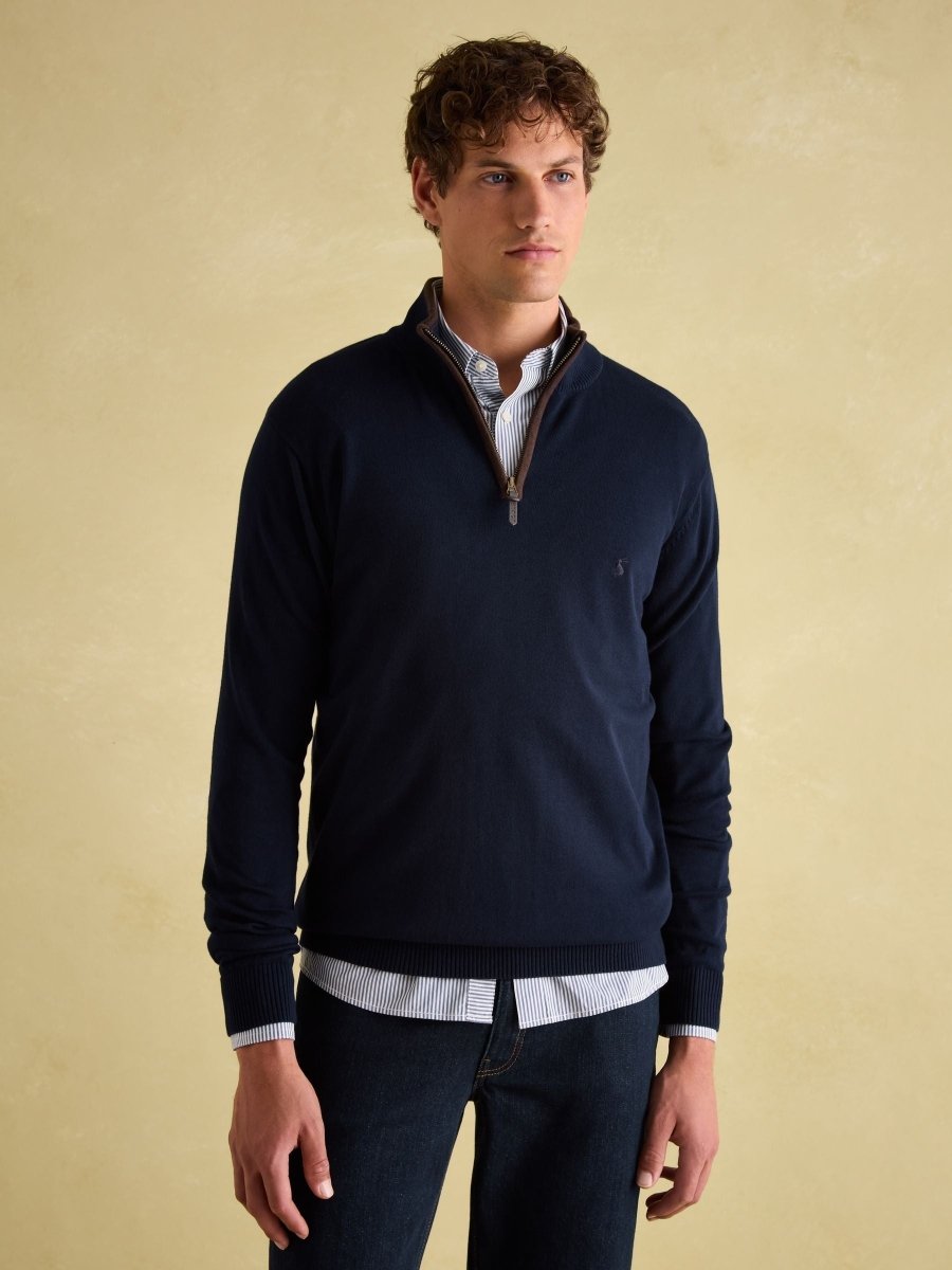 Hillside Navy Quarter Zip Knit Jumper - RUTHERFORD & Co