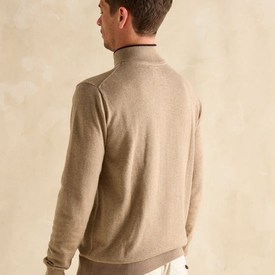 Hillside Oat Quarter Zip Knitted Jumper - RUTHERFORD & Co