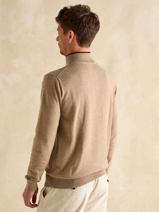 Hillside Oat Quarter Zip Knitted Jumper - RUTHERFORD & Co