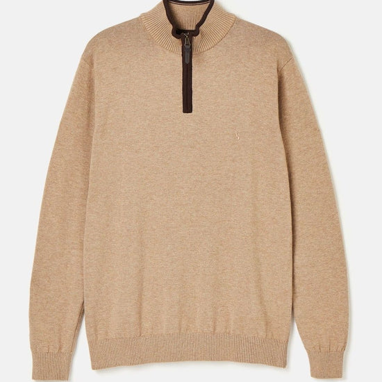 Hillside Oat Quarter Zip Knitted Jumper - RUTHERFORD & Co