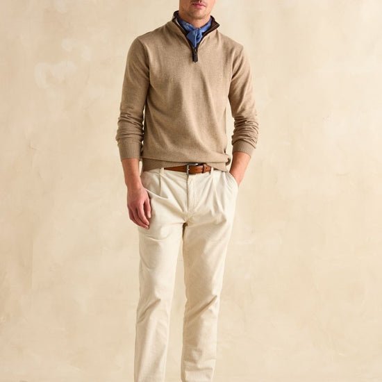Hillside Oat Quarter Zip Knitted Jumper - RUTHERFORD & Co