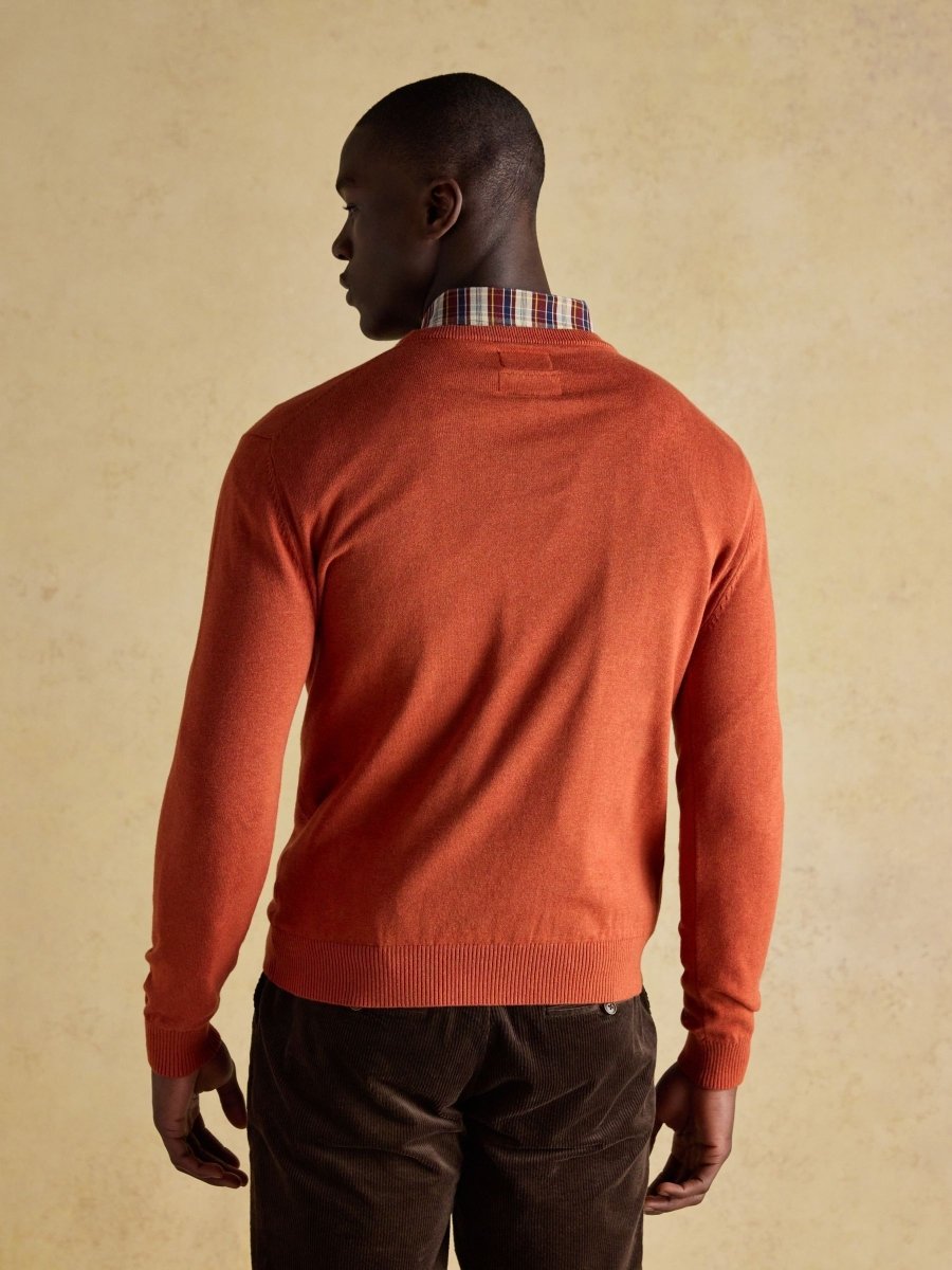 Hillside Orange Crew Neck Knitted Jumper - RUTHERFORD & Co