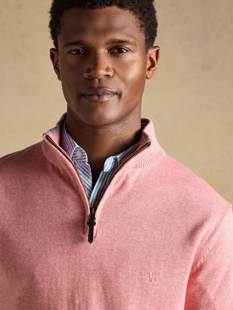 Hillside Pink Quarter Zip Knitted Jumper - RUTHERFORD & Co