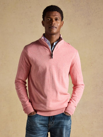 Hillside Pink Quarter Zip Knitted Jumper - RUTHERFORD & Co