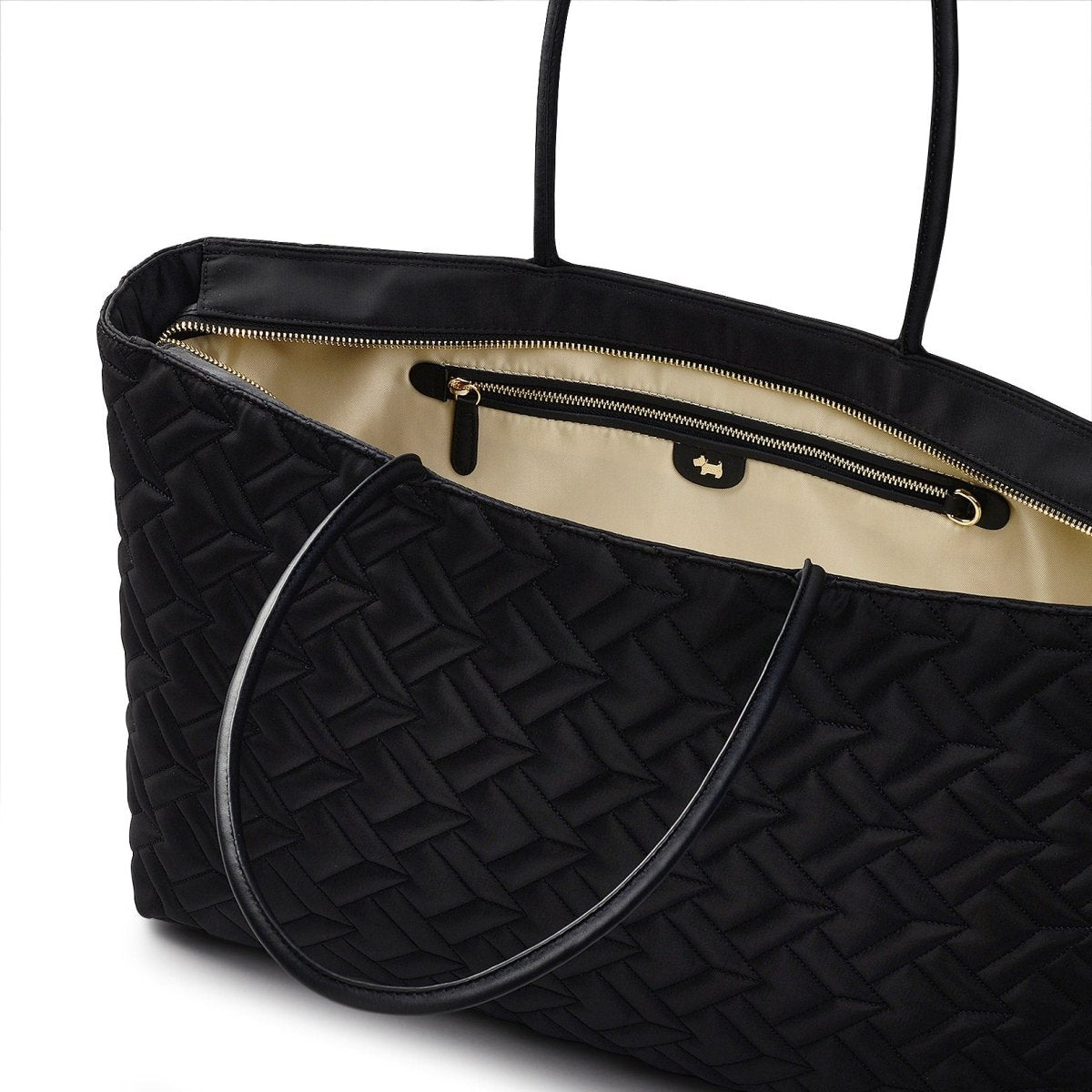 Holland Park Fabric Large Ziptop Tote Bag in Black - RUTHERFORD & Co