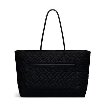 Holland Park Fabric Large Ziptop Tote Bag in Black - RUTHERFORD & Co