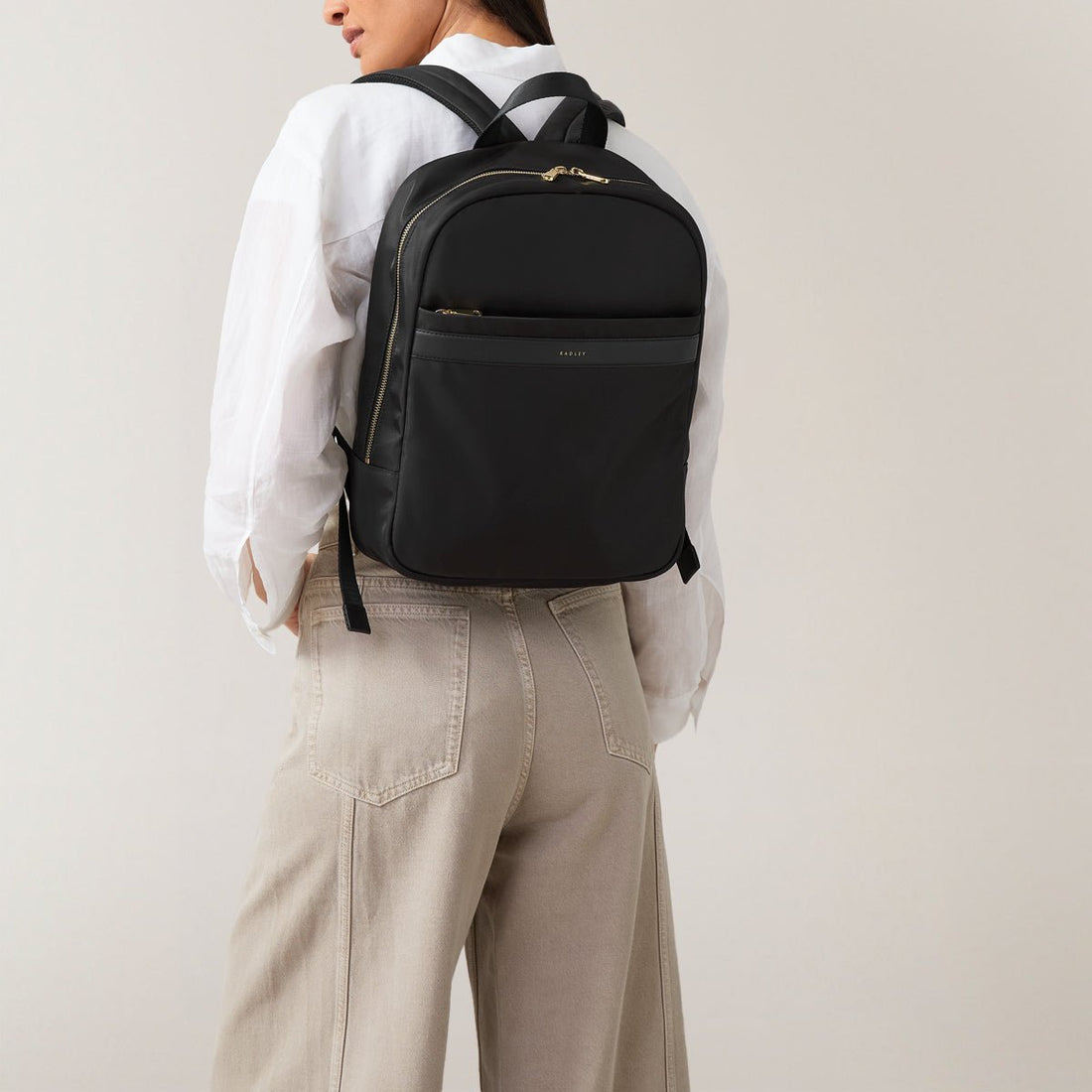 Holland Park Medium Ziptop Backpack Black - RUTHERFORD & Co